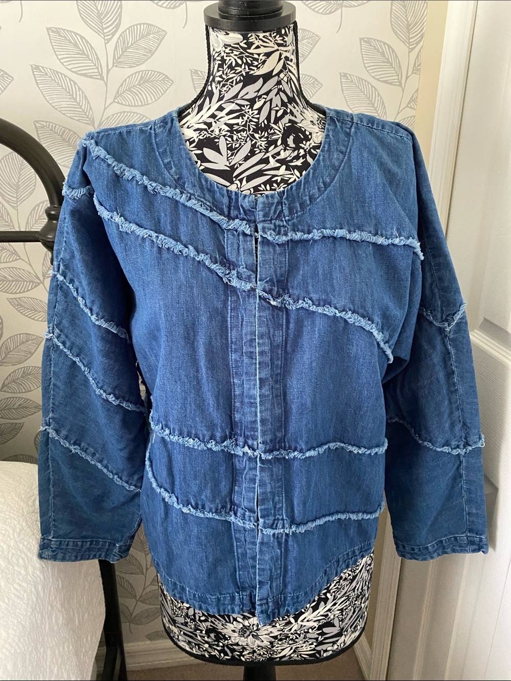 Chico’s lightweight denim jacket with frayed seam detailing (tag removed)